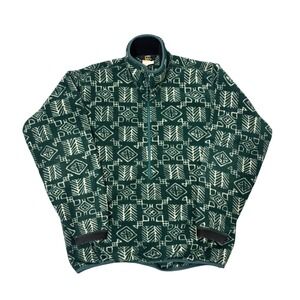 Vintage 90s REI Fleece Jacket Men's XL Green Aztec Pattern Quarter Zip Outdoors